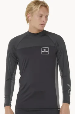 Rashies^Rip Curl Mens Drive Long Sleeve Suntop Black