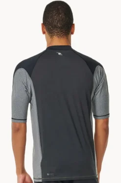 Rashies^Rip Curl Mens Drive Short Sleeve Suntop Black