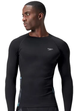 Rashies^Speedo Mens Endurance+ Splice Suntop Black/Charcoal
