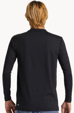 Rashies^Quiksilver Mens Everyday Surf Tee Long Sleeve Suntop BLACK