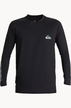 Rashies^Quiksilver Mens Everyday Surf Tee Long Sleeve Suntop BLACK