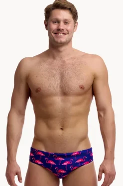 Briefs^Funky Trunks Mens Flocked Up Brief Purple/pink