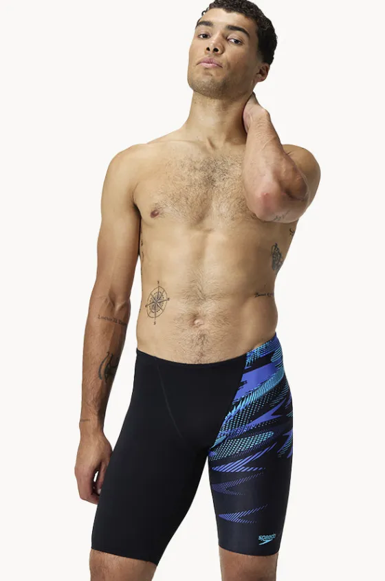Jammers^Speedo Mens Hyperboom V Cut Jammer Black/Cobalt