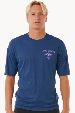 Rashies^Rip Curl Mens Icons Surflite Short Sleeve Suntop Navy