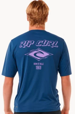 Rashies^Rip Curl Mens Icons Surflite Short Sleeve Suntop Navy