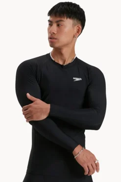 Rashies^Speedo Mens Long Sleeve Suntop BLACK