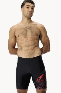 Jammers^Speedo Mens Medley Logo Jammer Black/red
