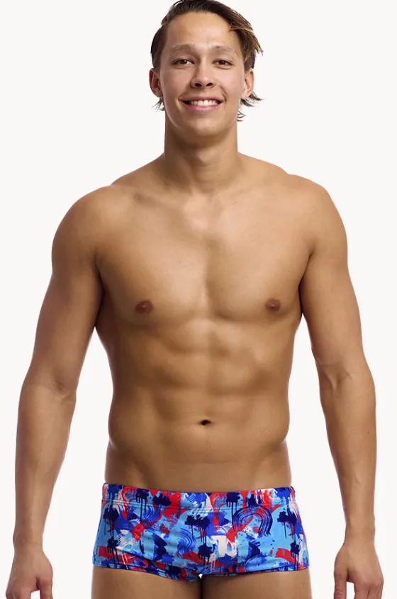 Trunks^Funky Trunks Mens Messy Messy Messy Trunk Blue/red