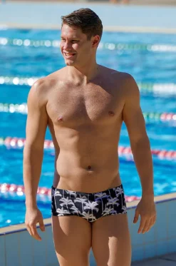 Trunks^Funky Trunks Mens Palm Night Trunk Black/white