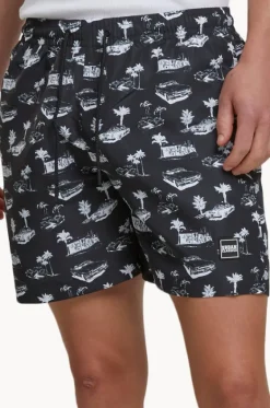 Boardshorts^Urban Classics Mens Pattern Swim Short Black/white