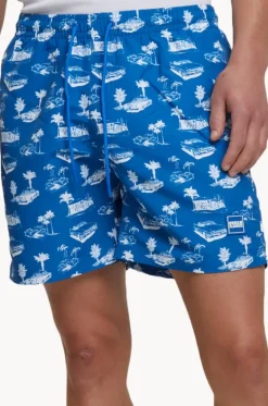 Boardshorts^Urban Classics Mens Pattern Swim Short Blue/white