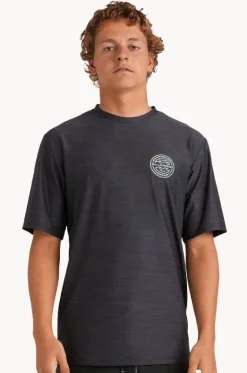 Rashies^Billabong Mens Rotor Shoreline Short Sleeve Suntop BLACK