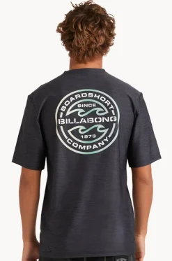 Rashies^Billabong Mens Rotor Shoreline Short Sleeve Suntop BLACK