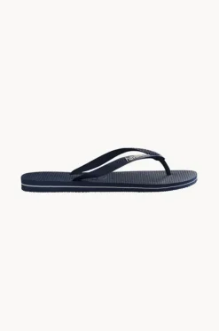Footwear^Havaianas Mens Rubber Logo Thong Navy/white