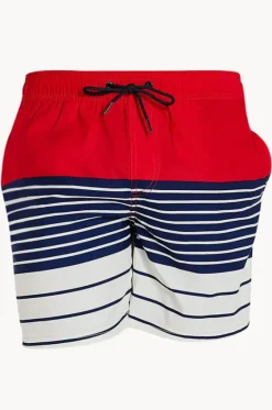 Boardshorts^Coast Mens Sorrento Panel Stripe Boardshort Navy/Red