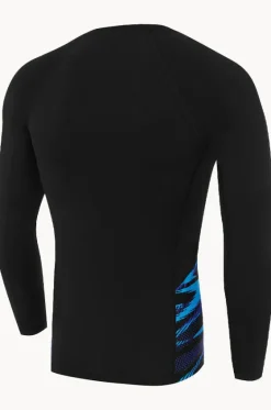 Rashies^Speedo Mens Splice Long Sleeve Suntop Black/Cobalt
