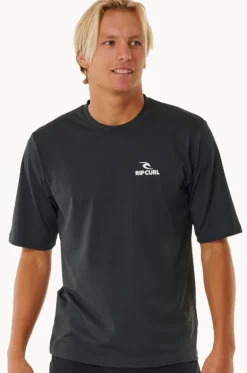 Rashies^Rip Curl Mens Stack Short Sleeve Suntop Black