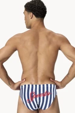 Briefs^Speedo Mens Stripe Brief Blue/white