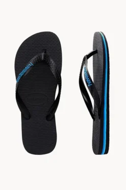 Footwear^Havaianas Mens Top Rubber Logo Thong Black/blue