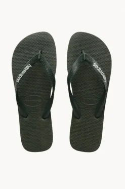 Footwear^Havaianas Mens Top Rubber Logo Thong Olive