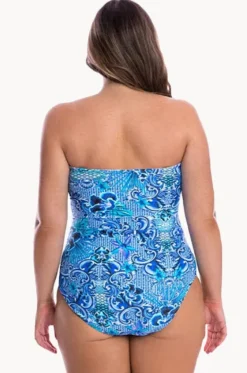 One Pieces^Capriosca Mermaid Twist Front Bandeau One Piece Cobalt