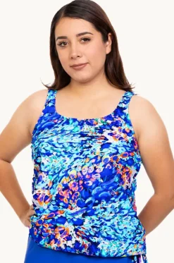 Tankini Tops^T.h.e. Swimwear Mermaids Cove Blouson Tankini Separate Blue/orange