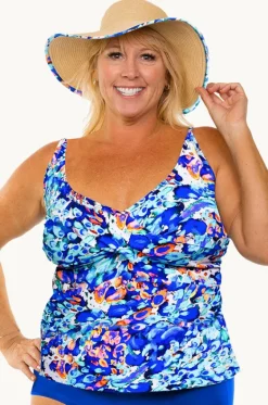 Tankini Tops^T.h.e. Swimwear Mermaids Cove Twist Tankini Separate Blue/Orange