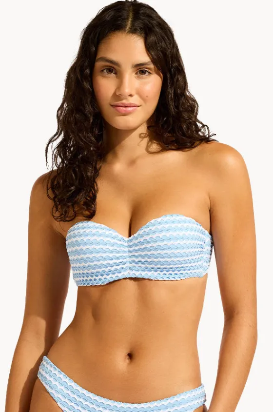 Bikini Tops^Seafolly Mesh Effect Bustier Bandeau Powder blue