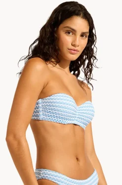 Bikini Tops^Seafolly Mesh Effect Bustier Bandeau Powder blue