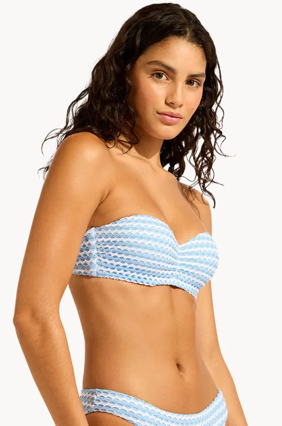 Bikini Tops^Seafolly Mesh Effect Bustier Bandeau Powder blue