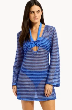 Overswim^Seafolly Mesh Effect Cover Up Sapphire