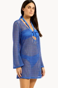 Overswim^Seafolly Mesh Effect Cover Up Sapphire