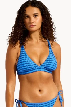 Bikini Tops^Seafolly Mesh Effect Multi Fit Longline Tri Sapphire