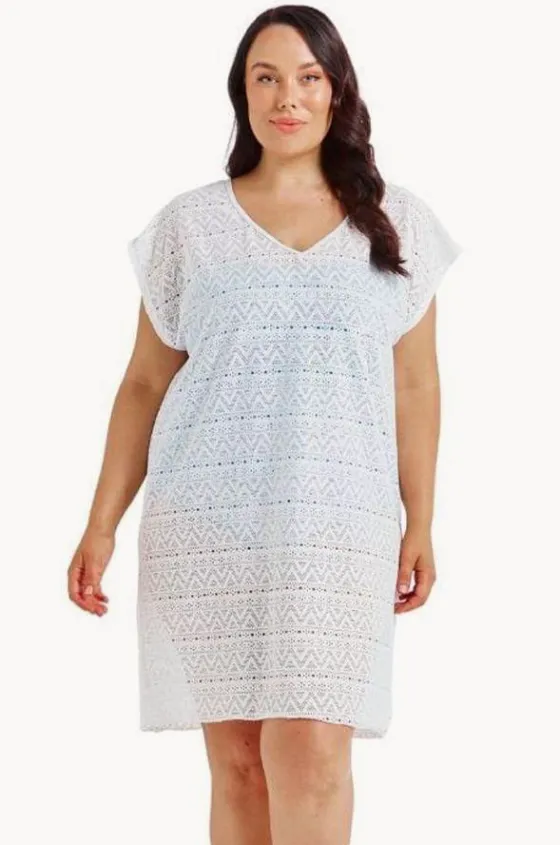 Overswim^Capriosca Mesh V Neck Kaftan White