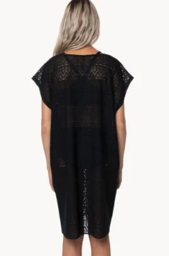 Overswim^Capriosca Mesh V Neck Kaftan Black