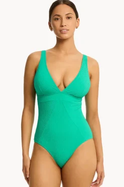 One Pieces^Sea Level Messina Panel Line One Piece Evergreen