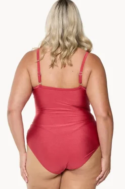 One Pieces^Capriosca Metallic Criss Cross One Piece Sangria