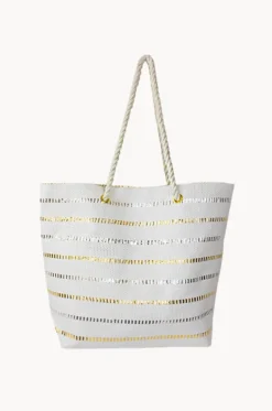 Beach Bags|Bags^Gregory Ladner Metallic Stripe Tote WHITE