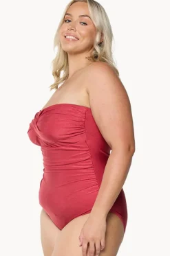 One Pieces^Capriosca Metallic Twist Bandeau One Piece Sangria