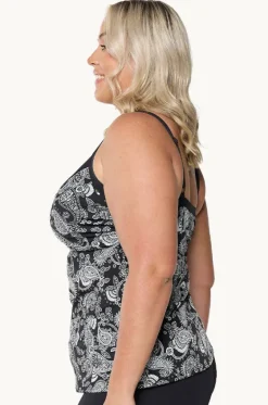 Tankini Tops^Capriosca Mono Paisley DD/E Cup Underwire Tankini Separate Black/white