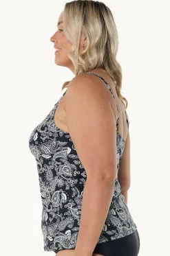 Tankini Tops^Capriosca Mono Paisley Tank Tankini Separate Black/white