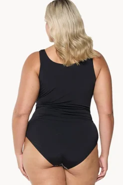 One Pieces^Capriosca Mono Paisley Zip High Neck One Piece Black/white