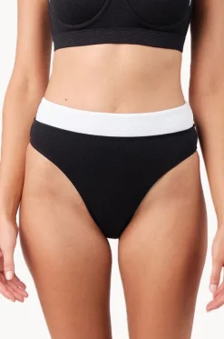 Bottoms^Une Piece Monochrome Texture High Cut High Waist Bottom Black/White
