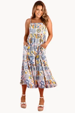 Dresses^Go Girl Moroccan Tiles Ellie Midi Dress Blue/yellow