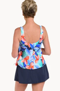 One Pieces^Maxine Mosaic Leaves Skirtini Swim Dress Navy/Coral