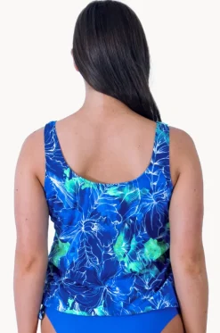 Tankini Tops^T.h.e. Swimwear Nantucket D/DD Cup Blouson Tankini Separate Green/blue