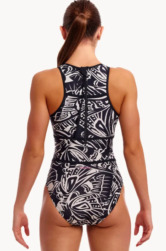 One Pieces^Funkita Night Flyer Hi Flyer One Piece Black/white