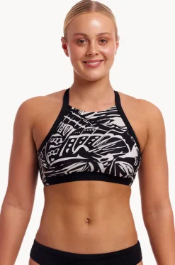 Bikini Tops^Funkita Night Flyer Hi Light Swim Top Black/white