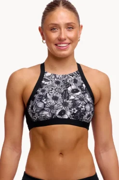 Bikini Tops^Funkita Nights Rose Hi Light Swim Top Black/white