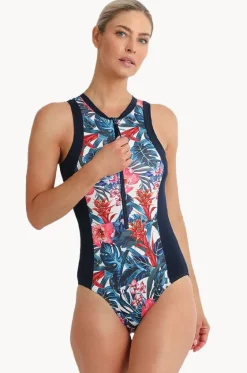 One Pieces^Poolproof Oasis Sleeveless Zip One Piece White